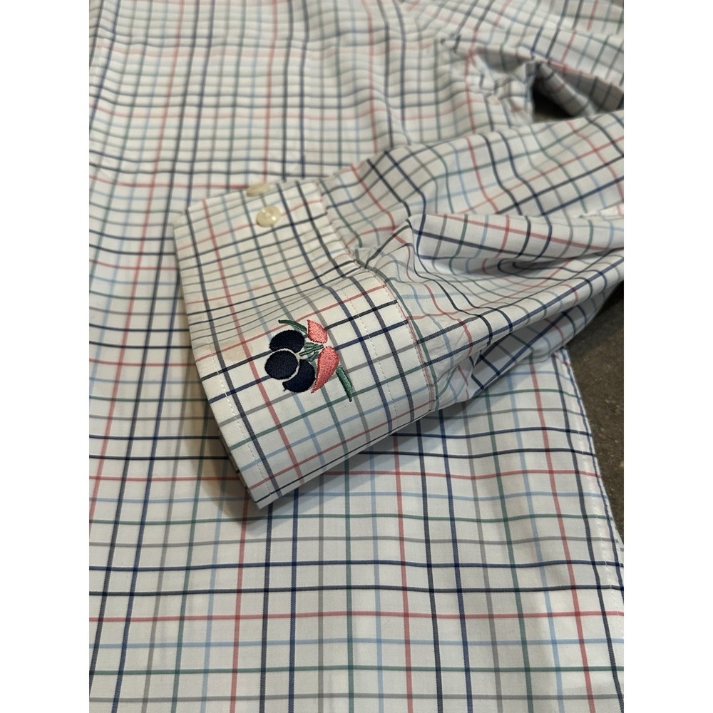 Peter Millar Button Down Shirt Men's Large Multicolor Check Plaid 100% Cotton - Picture 2 of 6